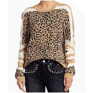 Current/Elliott Women’s Sz S Leopard Wool Cashmere Blend Sweater Duvall